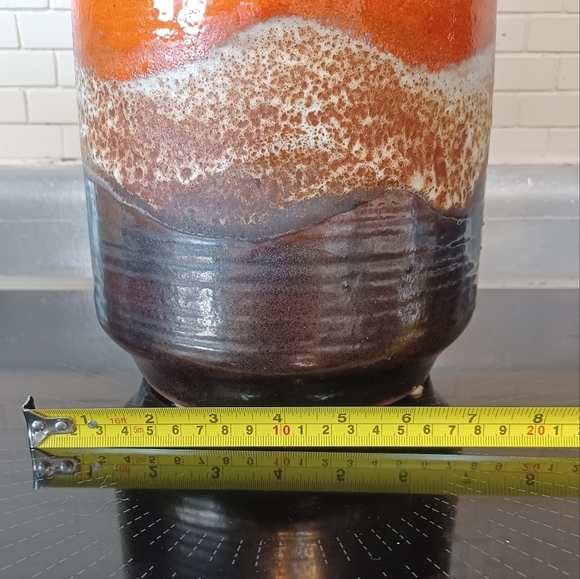 Vintage Carstens Retro Fat Lava W Germany Orange Brown Ceramic Vase - Picture 11 of 12
